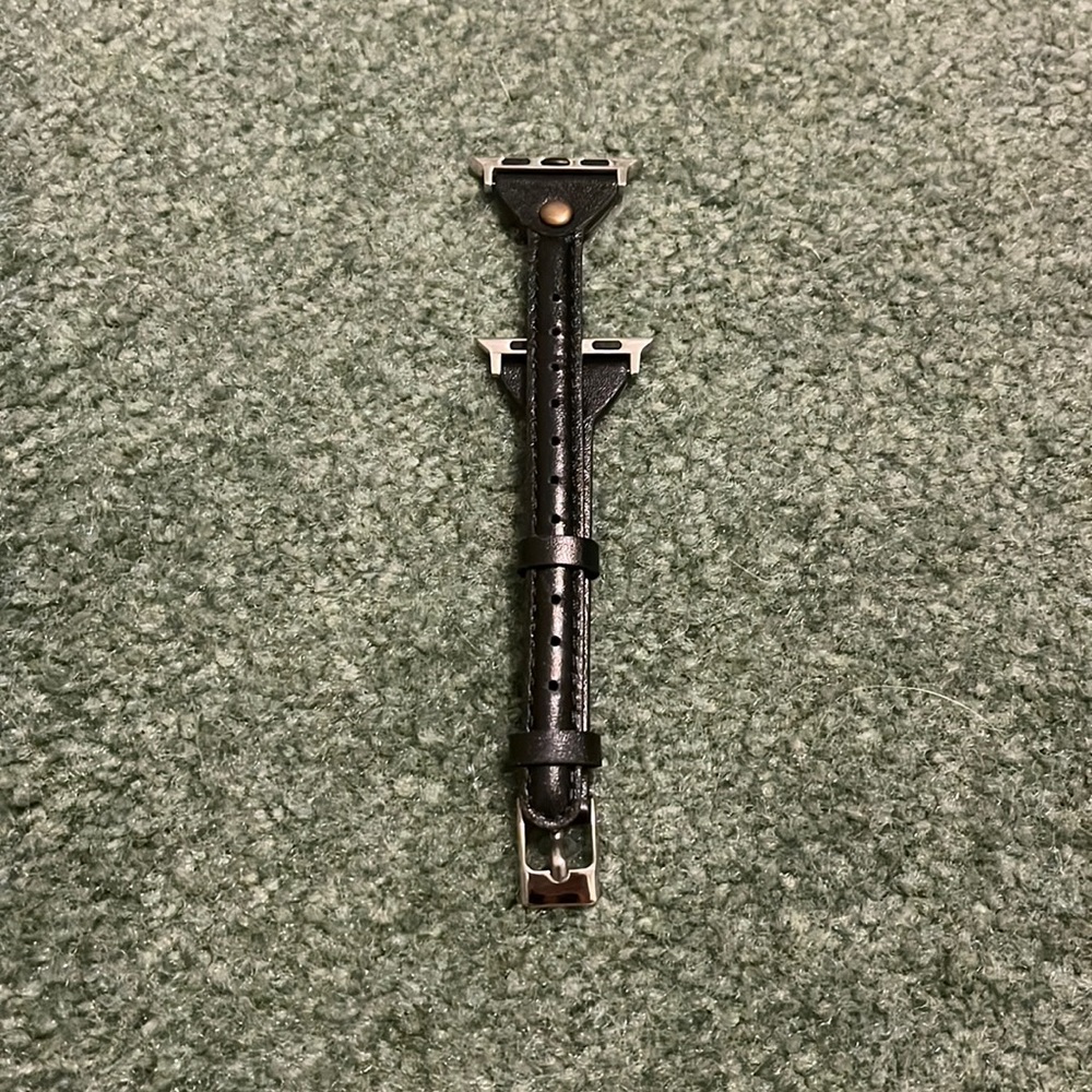 Black leather Apple Watch band